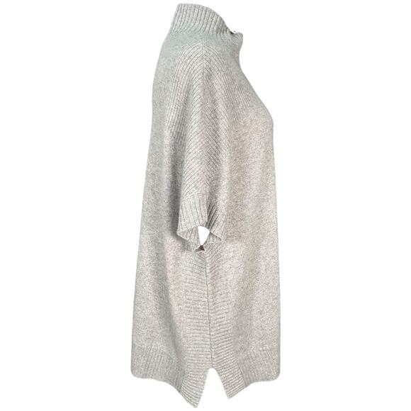 Isaac Mizrahi Live Cashmere Tunic XS/S Oversized Mock Neck Short Sleeve Gray - Picture 4 of 10